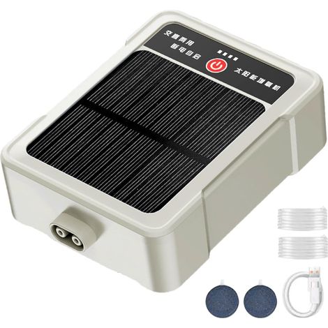Pompe à oxygène solaire pour la pêche, aérateur résistant aux intempéries, appareil portable avec panneau robuste, solution renouvelable au design soigné, kit de piles de 12 x 8,5 x 3,3 cm, accessoire (1/5)