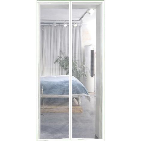 Rideau Anti-moustiques Magnétique Avec Fermeture Éclair Pour Porte De Balcon, Cave, Salon et Terrasse - Protection Contre Les Mouches ( Color : blanc (1/5)