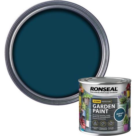 Ronseal Garden Paint Midnight Blue 250ml - Exterior Outdoor Wood, Metal, and Shed Paint