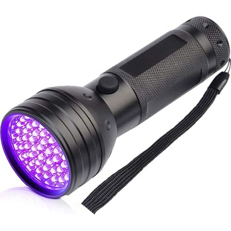 Lampe Torche UV Lampe de Poche 51 LEDs,UV Torch avec Lumière Noire,Torche Ultra Violet Puissante, Ultraviolet Flashlight UV Blacklight Torch Détecteur pour Urine Animale Resine (Noir) (1/5)