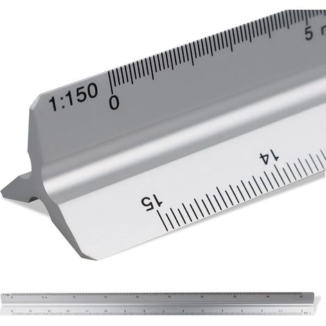 Architect's triangular ruler with a 30cm scale, Scale: 1:20-1:25-1:50-1:75-1:10 Material: Aluminum, Scale meter (Thirty) (1/5)