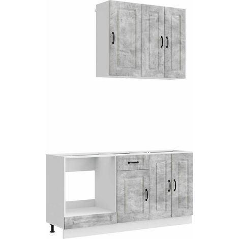 Kitchen Unit KALMAR 5 pcs Concrete Grey Engineered Wood vidaXL (1/5)