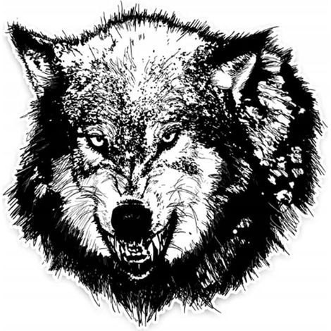 Autocollant réfléchissant 3D Loup pour voiture, Personnalisez votre voiture, Loup affamé, Autocollant de carrosserie, Autocollant graffiti DIY pour réfrigérateur, Autocollant tête de loup 3D étanche ( (1/5)