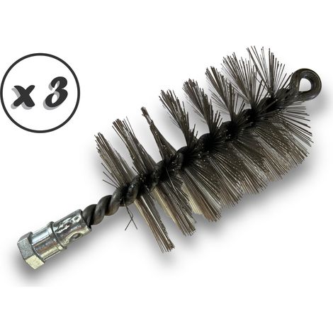 Lot de 3 Brosses à tube PRO INOX Ø 70 mm Raccord M12175 femelle Ame en acier torsadé Nettoyage brossage tube et canalisation Kibros 41SCI70x3