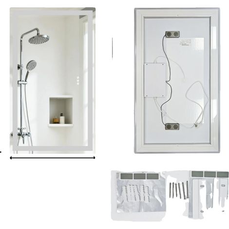 Miroir de Salle de Bain, Éclairé, Haut-Parleur Bluetooth, 100x70cm (1/2)