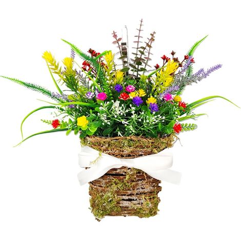 Panier Pour Porte D'Entrée - Couronne De Fleurs Artificielles - Décoration Saisonnière Pour Porche - 40 x 30 cm - 1 Pièce (1/5)