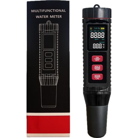 Testeur d'Eau 7-en-1 - Portable, Haute Précision, pour TDS, EC, pH, Salinité - Alovez (1/2)