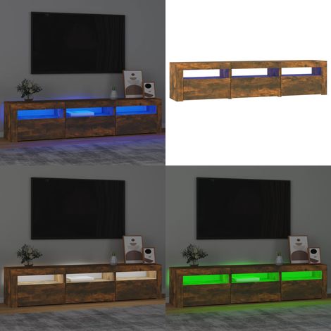 Meuble TV avec lumières LED Chêne fumé 180x35x40 cm - Meuble Tv - Meuble Tv Led - Meuble Tv Avec Éclairage - Meuble Tv Design - Meuble Tv Moderne - Home & Living