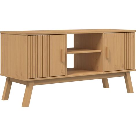 Meuble TV OLDEN marron 114x43x57 bois de pin massif (1/5)