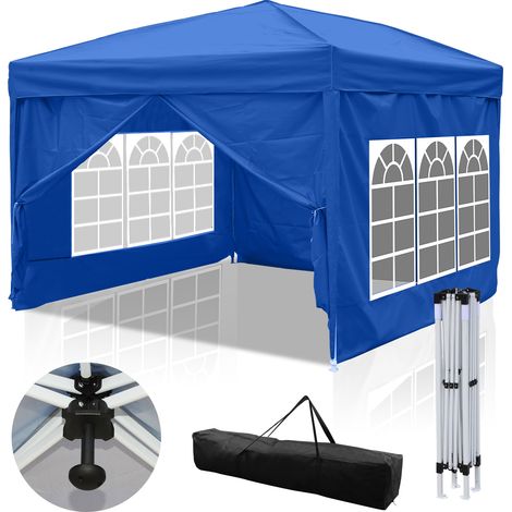 SWANEW Pergolato da giardino. Tenda pieghevole. Protezione solare UV 50+. POP-UP con pareti blu 3x3m (1/5)