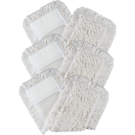 Lot de 3 serpillères en coton pour sols délicats, couleur blanc, dimensions 40 cm, pour nettoyage efficace et doux des surfaces fragiles (1/5)