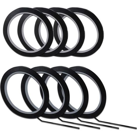 WOVTE 8 pcs ruban adhésif, bande auto-adhésive - quadrillage bande graphique - 3 mm de largeur, pour le marquage et DIY - Noir (1/4)