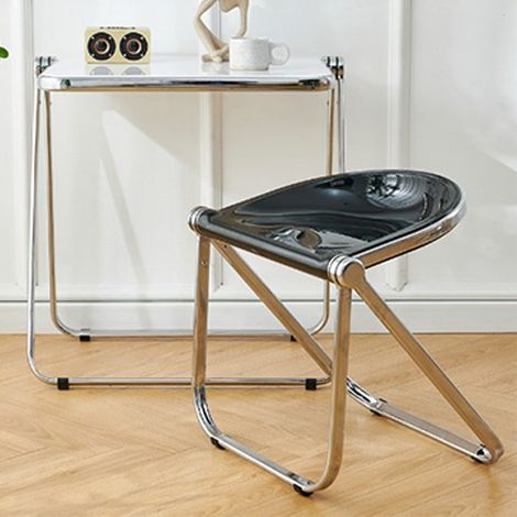 Tabouret pliant moderne et robuste, idéal pour le maquillage et la photographie à domicile (salon, chambre), noir brillant. (1/5)