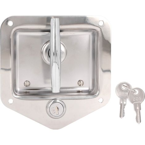 Heavy-Duty Stainless Steel T-Handle Toolbox Latch with 2 Keys, Reliable Security for Truck, Trailer, RV (1/5)