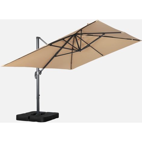 Parasol rectangular excéntrico, 3x4m + placas de lastre 50x50cm