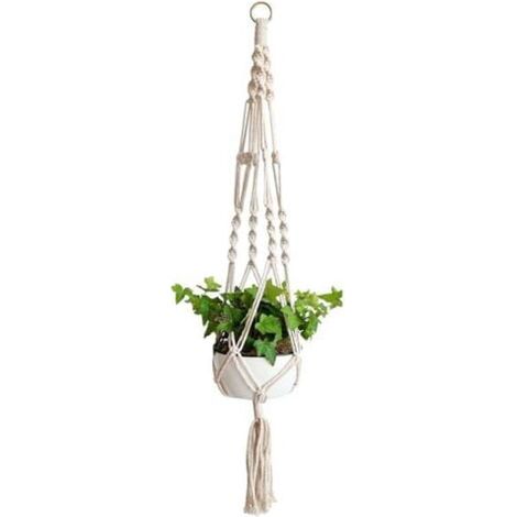 Support Plante Macrame - Cordon Coton 105 cm - Pour Suspension Plafond ou Murale - Intérieur Extérieur - 1 2 ou 3 Pièces (1/5)