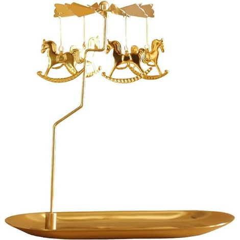 Bougeoir rotatif avec plateau bougie chauffe-plat dorée en métal pour centre de table décoration de fête ou cadeau (1/5)
