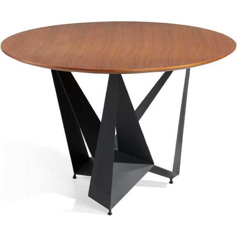Mesa fija redonda acabada en nogal Gala, 120 x 76 (diámetro x alto) (1/3)