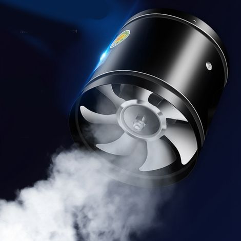 Ventilateur de conduit puissant, moteur fil de cuivre haute vitesse, extraction ronde en métal noir 15 cm pour cuisine, salle de bain, sous-sol. (1/5)