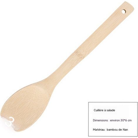 ensemble d ustensiles de cuisine en bambou avec spatule et cuillere a egoutter manche long resistant a haute temperature pour poeles antiadhesives (1/3)