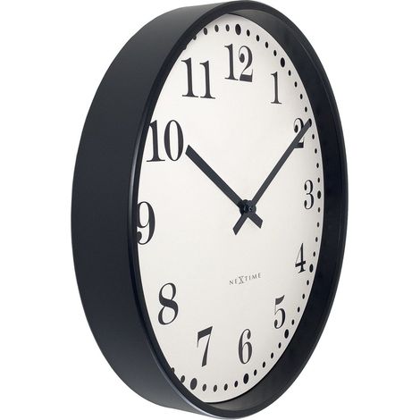 Horloge murale silencieuse de 30 cm de diamètre en plastique coloris noir et blanc - PANGIVO (1/5)
