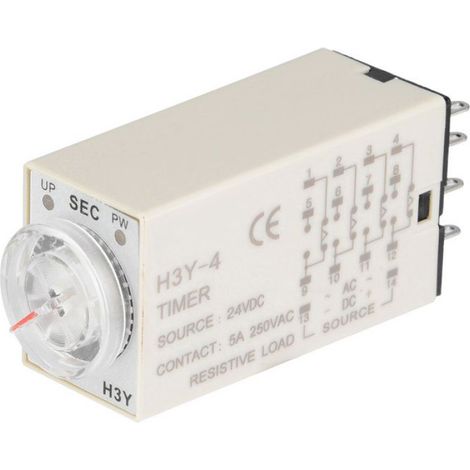 Relais Temporisé H3Y-4 - 14 Broches - Retard Électrique - Pour Contrôle Automatique Industriel Et Mécatronique - 24 V CC - 5 A - 1 Unité