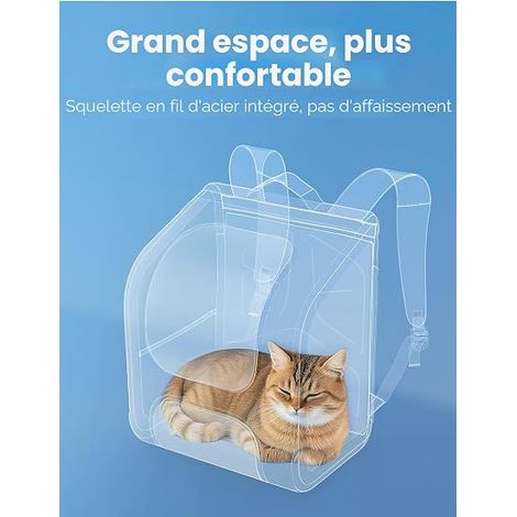 Cat Backpack, Transport Space for Cats, Grey Sun visor, transparent window, safety rope, breathable mesh, outdoor and veterinary (1/4)