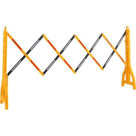 Wiltec ausziehbares Absperrgitter 250 cm aus Kunststoff, Scherengitter mit Reflektorband, Baustellenabsperrung befüllbar und faltbar, Absperrung für Verkehr