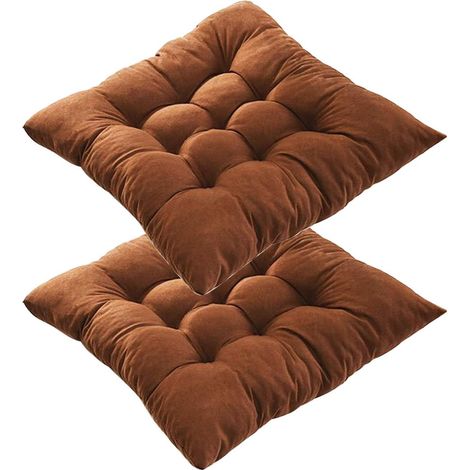 Ensemble de deux coussins de siège avec sangles, 40x40cm/16 pouces x 16 pouces carrés antidérapants, confortables et lavables, adaptés aux sièges de cuisine d'intérieur et d'extérieur et aux canapés d (1/3)