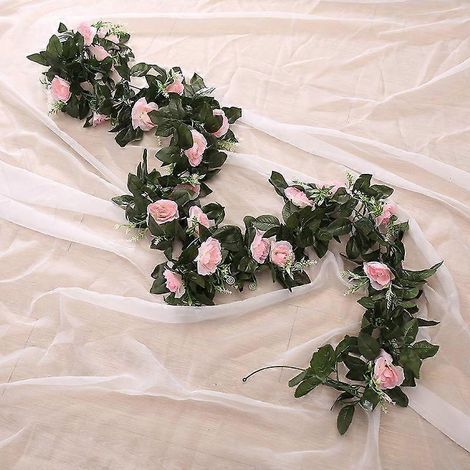 Guirlande d'eucalyptus de 200 cm avec camélias, fleurs artificielles, roses en soie, décoration florale suspendue pour mariagerose (1/5)