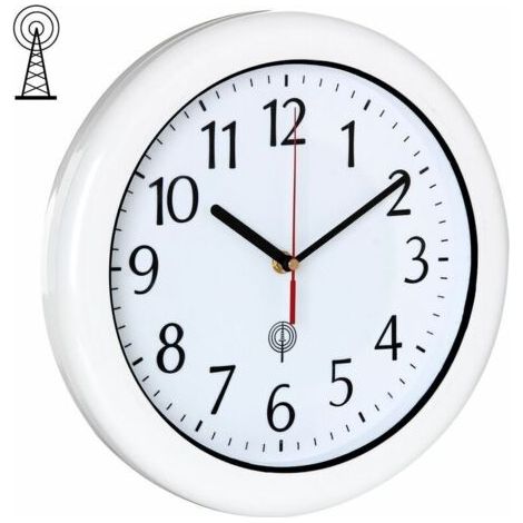 Horloge murale radio-pilotée étanche Ø25.4cm – Boîtier laqué blanc – Résistance IPX7 – Lecture facile à distance (1/5)