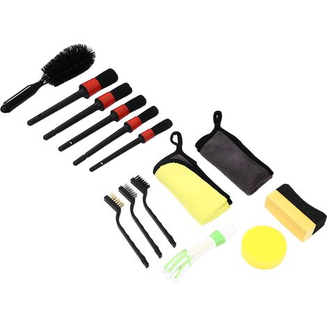 Kit de nettoyage automobile complet de 14 pièces avec brosses pour l'intérieur et l'extérieur. (1/5)