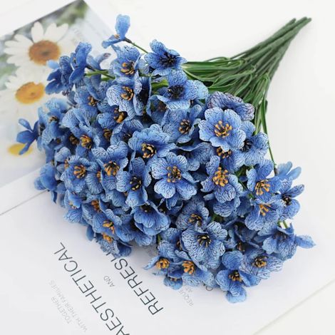 Bouquet de 5 violettes artificielles, 5 fleurs décoratives de violettes artificielles - bleues-AquaForge (1/5)