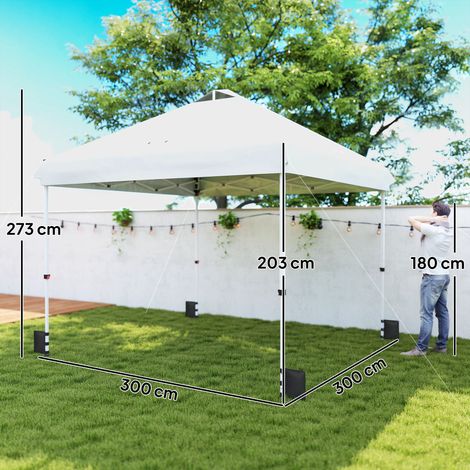 Pavillon pliant pliable 3 x 3 m étanche, stable et résistant à l'hiver, protection UV 50+, avec sac de transport et sacs de sable
