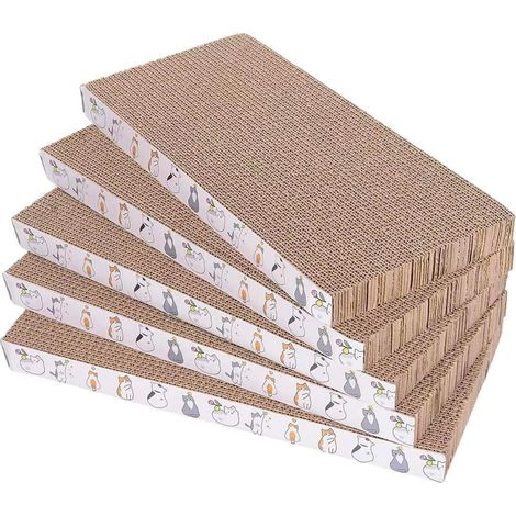 Paquete de 5 juguetes rascadores para gatos, poste rascador reversible para gatos de interior, almohadilla de cartón para dormir, jugar y afilar las garras.
