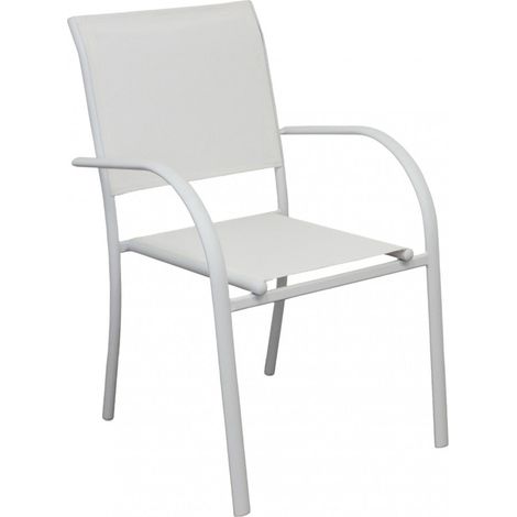 Sedia poltrona impilabile da esterno con struttura in alluminio e textilene Stamin -  Bianco
