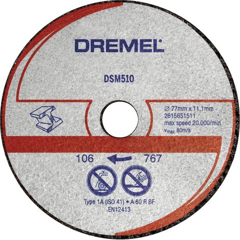 Dremel DSM510 2615S510JB Disque à tronçonner 77 mm 3 pc(s) aluminium, cuivre, Fonte, Plexiglas, Viny (1/7)