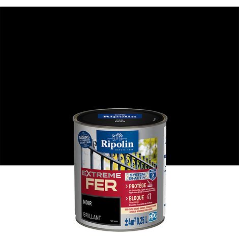 Peinture pour Fer Extérieur - Brillant - 0,25L - Noir - Ripolin (1/5)