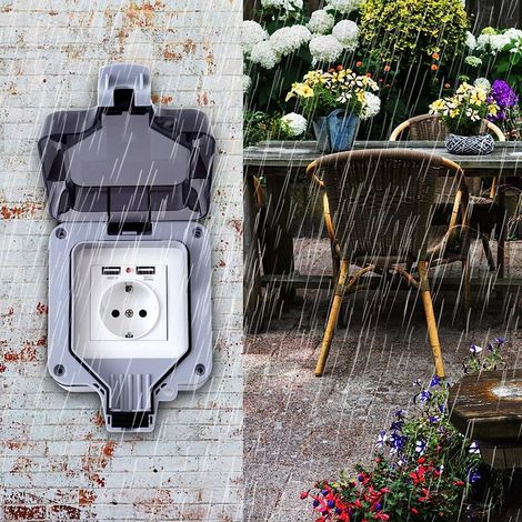 IP66 wasserdichte Steckdose, wasserdichte Außenwandsteckdose, staubdichte Wandsteckdosenbox für den Innen- und Außenbereich (1/5)