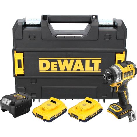 DeWalt DCF 860 D2T Akku Schlagschrauber 18 V 282 Nm 1/4" Brushless + 2x Akku 2,0 Ah + Ladegerät + TSTAK