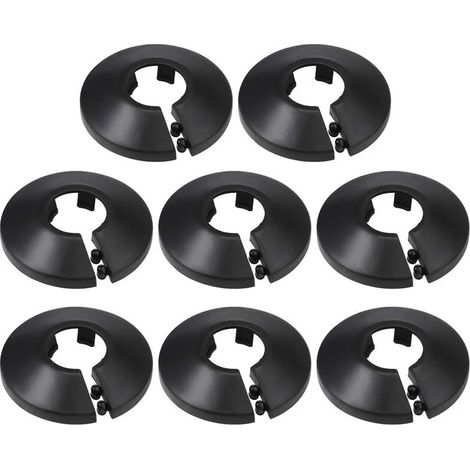 16 mm PP-Rohrabdeckung, dekorative Heizkörperrosette, Wasserrohr-Wandabdeckung, schwarz, 8 Stück