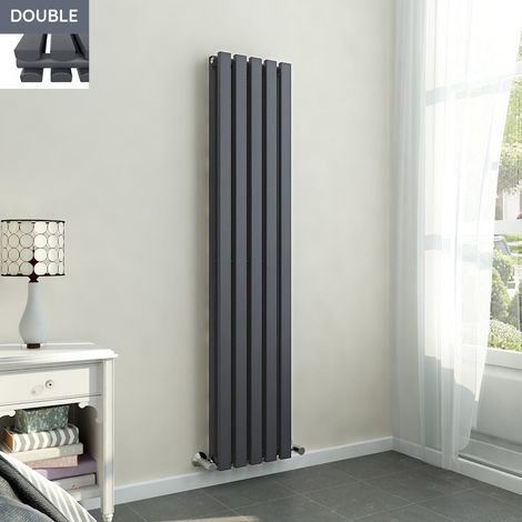 1600x340mm Anthracite Double Rectangular Panel Vertical Radiator (1/5)