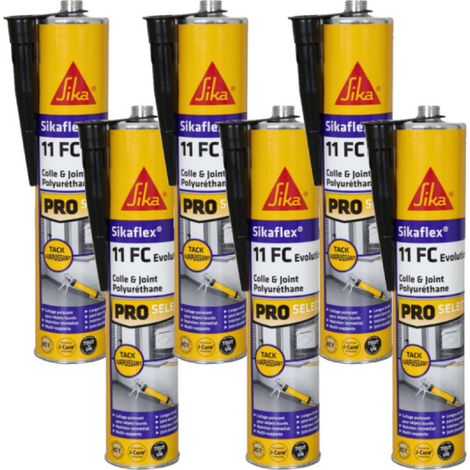 Lot de 6 mastics colle SIKA Sikaflex 11 FC+ Evolution - Noir - 300ml