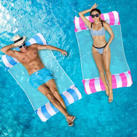 JSSEVN-Bouee Piscine Adulte 2 Pièces, 4 in 1 XL Matelas Piscine Gonflable, Hamac Gonflable Piscine , Bouées et Matelas Gonflables 2 Perso (1/5)