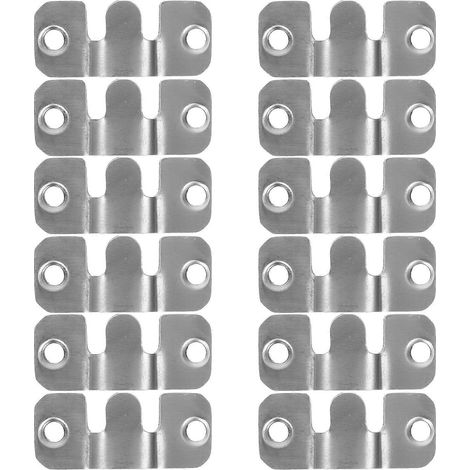 Lot de 12 crochets de suspension pour cadres photo en acier inoxydable avec boucle-4.30X1.90X0.50CM-Silver (1/3)