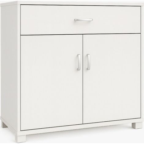 Cassettiera moderna salvaspazio in legno per soggiorno e ufficio, due colori Bianco