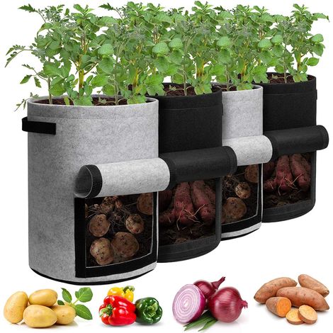 Filiyano-Sacs de culture pour pommes de terre avec couvercles, pots de plantation avec poignée et fenêtre de récolte pour pommes de terre, tomates et (1/5)
