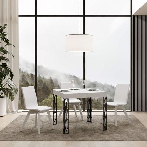 Tavolo allungabile 90x90/246 cm Ghibli Bianco Frassino telaio Antracite (1/5)