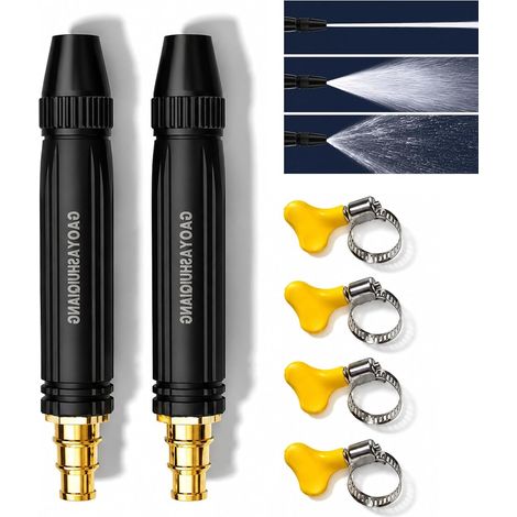 Buse haute pression pour tuyau d’arrosage, jet réglable. Convient pour pistolet d’arrosage haute pression, lavage auto, arrosage, nettoyage et douchette de jardin (2 pièce) (1/5)