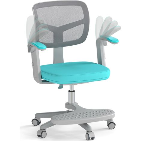 Sedia da studio con altezza regolabile da computer in rete, Sedia da scrivania per bambini ruote universali Verde (1/4)